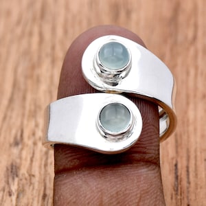 Aqua Chalcedony Ring: Handmade 925 Sterling Silver Boho Ring