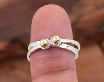 Sterling Silver Wraparound Ring: Beaded Boho Statement Jewelry