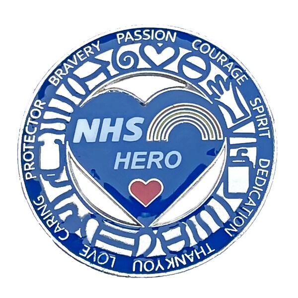 NHS Hero Enamel Badge / Pin  Covid19  Coronavirus  Vaccinated Pandemic  Doctors  Nurses Thank You UK