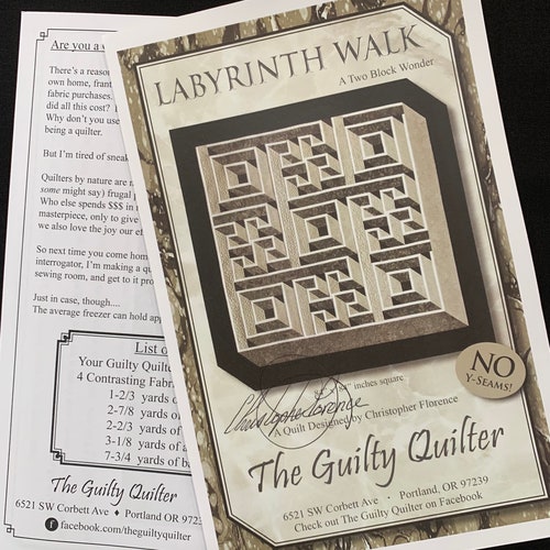 Labyrinth Walk Quilt Pattern Signed by the Guilty Quilter Etsy