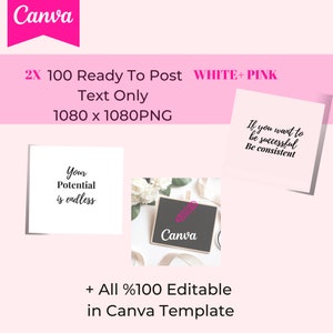 100 Motivation Social Media Posts for Entrepreneurs V2, women, Boss Ladies, Ready to post Instagram and Editable Canva Template image 6