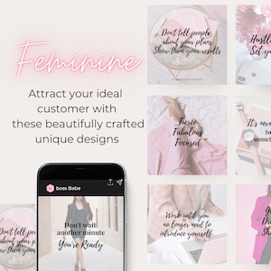 Motivational Entrepreneur 75 Social Media Posts Instagram Canva Editable template Boss Ladies, for women, girl bosses, inspirational image 6