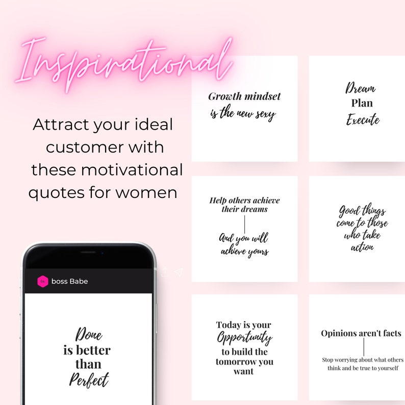 100 Motivation Social Media Posts for Entrepreneurs V2, women, Boss Ladies, Ready to post Instagram and Editable Canva Template image 5