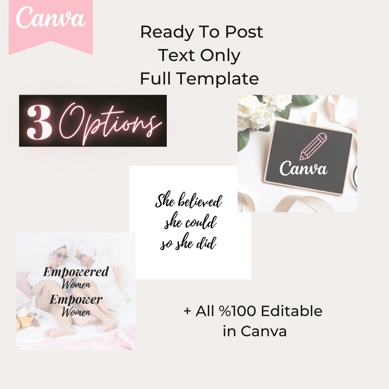 Motivational Entrepreneur 75 Social Media Posts Instagram Canva Editable template Boss Ladies, for women, girl bosses, inspirational image 4