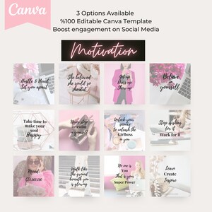 Motivational Entrepreneur 75 Social Media Posts Instagram Canva Editable template Boss Ladies, for women, girl bosses, inspirational image 3