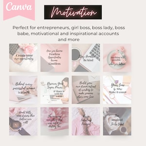 Motivational Entrepreneur 75 Social Media Posts Instagram Canva Editable template Boss Ladies, for women, girl bosses, inspirational image 2