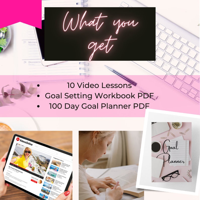 Goal Setting Workshop: Plan for success online course with workbook worksheets 100 day goal planner image 2