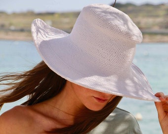 Macrame Sun hat, Women knitted crochet Hat, Bridesmaid Hat, Linen Summer Hat, Cotton sun hat outdoors hats Panama Hat UV protection