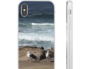 Nature Phone Cases, Seagulls on the Beach, iPhone case, Samsung Galaxy case, phone case gift, iPhone 12, iPhone 11, iPhone X, iPhone 8