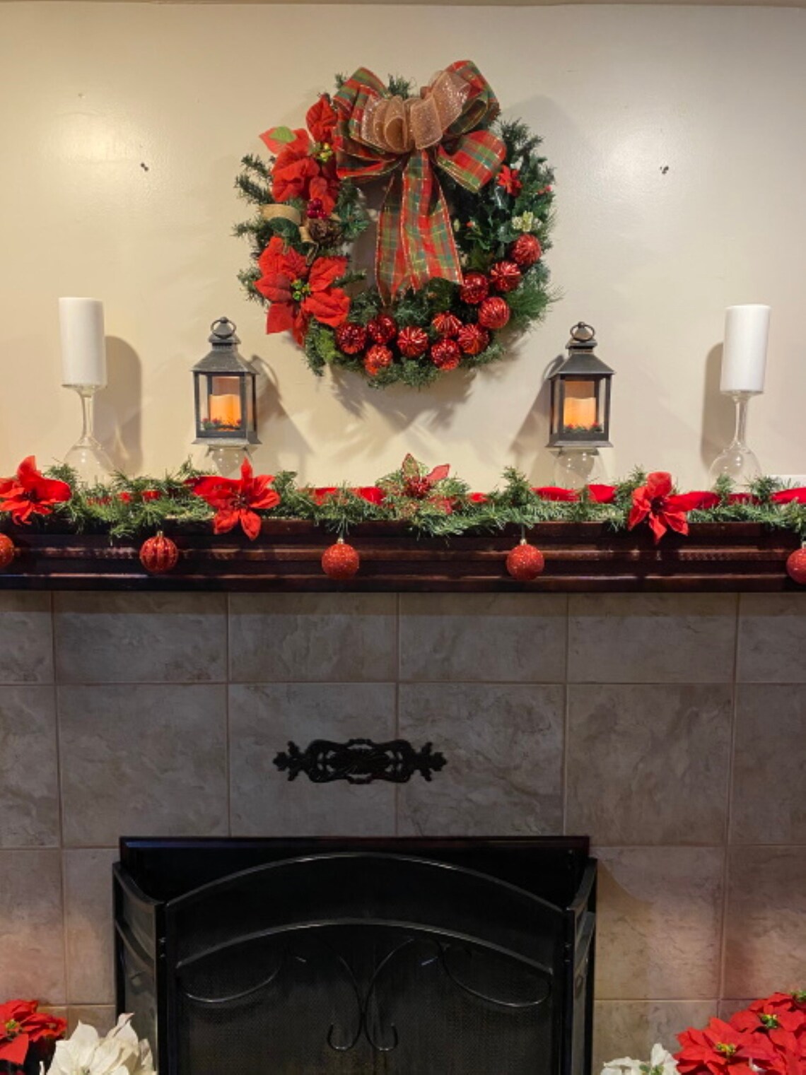 Christmas Wreath Fireplace Wreath Front Door Wreath Red Etsy