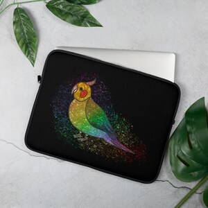 Rainbow Cockatiel - Black Laptop Sleeve