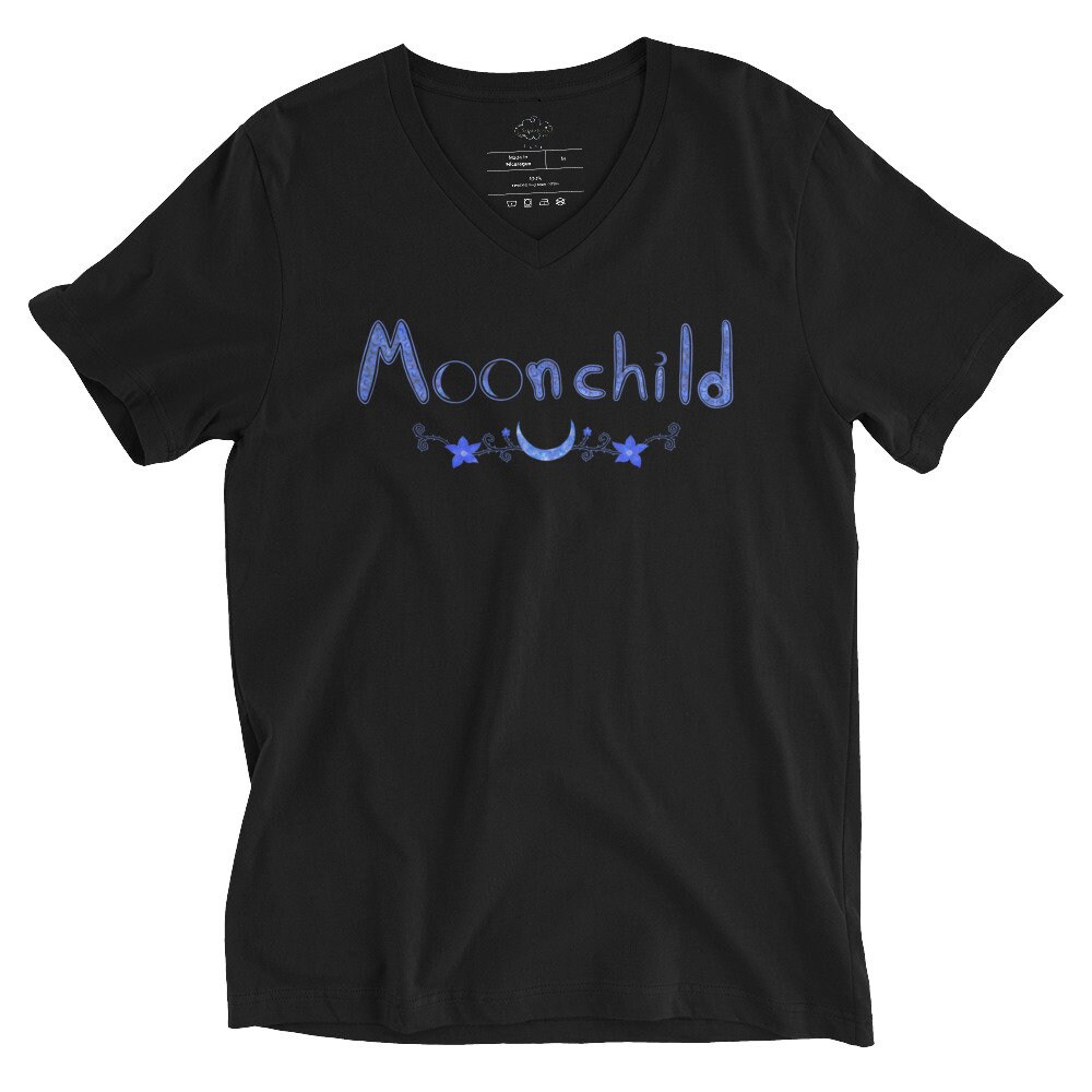 Moonchild Black Unisex Short Sleeve V-neck T-shirt - Etsy