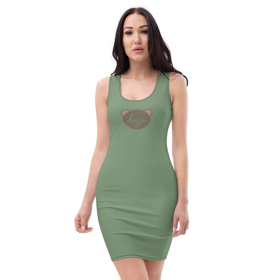 Bear Hugs - Bright Khaki Bodycon Dress - Etsy Bear Hugs - Bright Khaki Bodycon Dress - Etsy