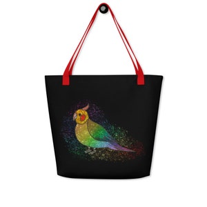 Rainbow Cockatiel - Large Tote Bag