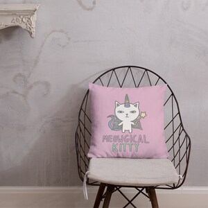 Rainbow Meowgical Kittycorn - Pink Premium Pillow