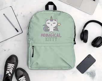 Rainbow Meowgical Kittycorn - Green Backpack