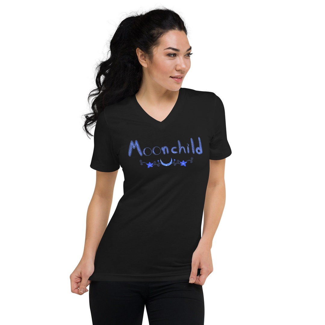 Moonchild Black Unisex Short Sleeve V-neck T-shirt - Etsy