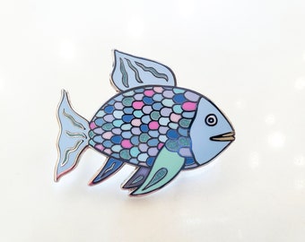 NEW Rainbow Fish 1.75” Hard Enamel Pin