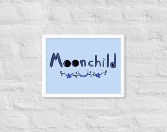 Moonchild - Hellblau Gerahmtes mattes Papierposter