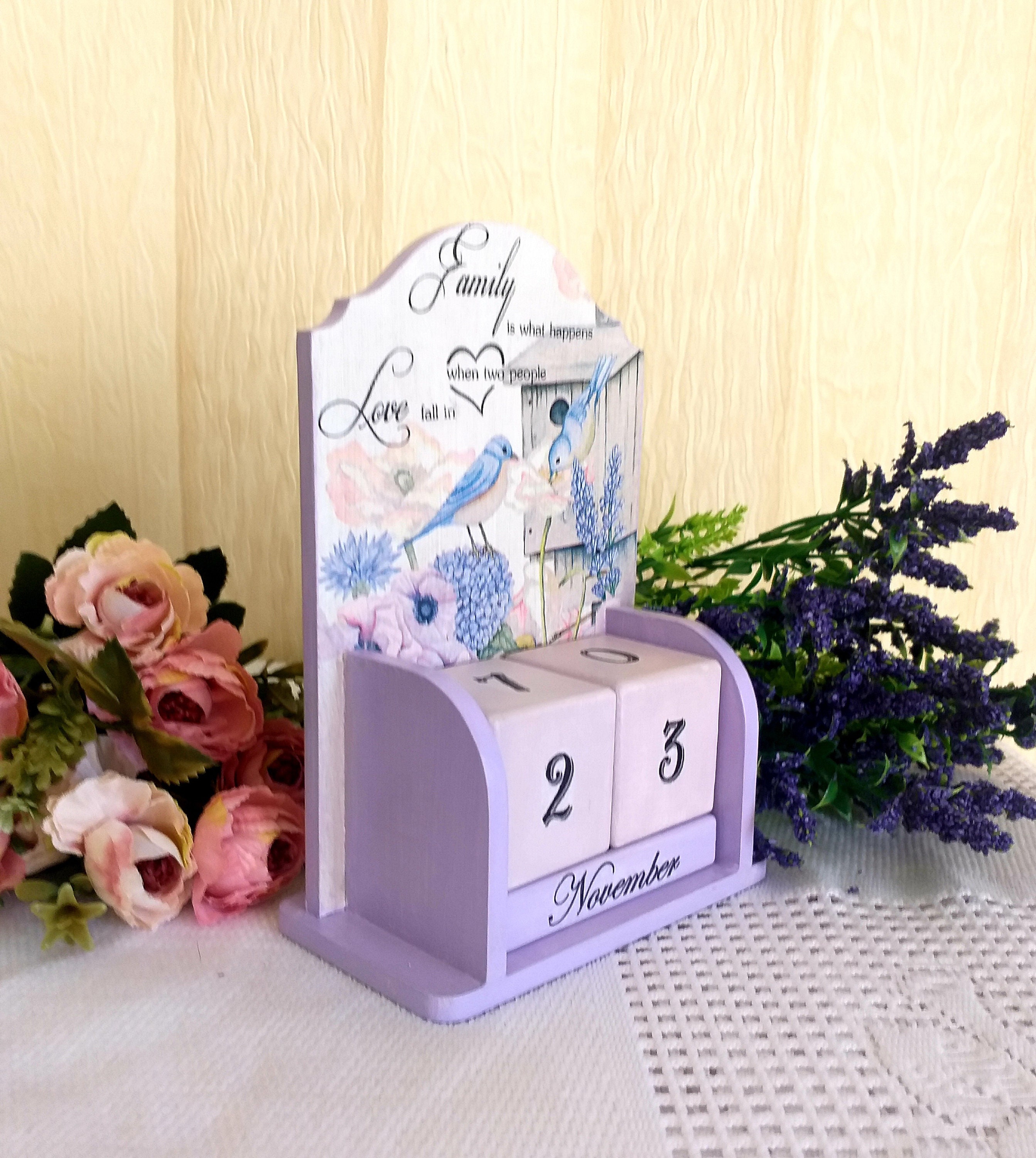 Wooden Calendar Block Perpetual Desk Calendar Home and Office Etsy