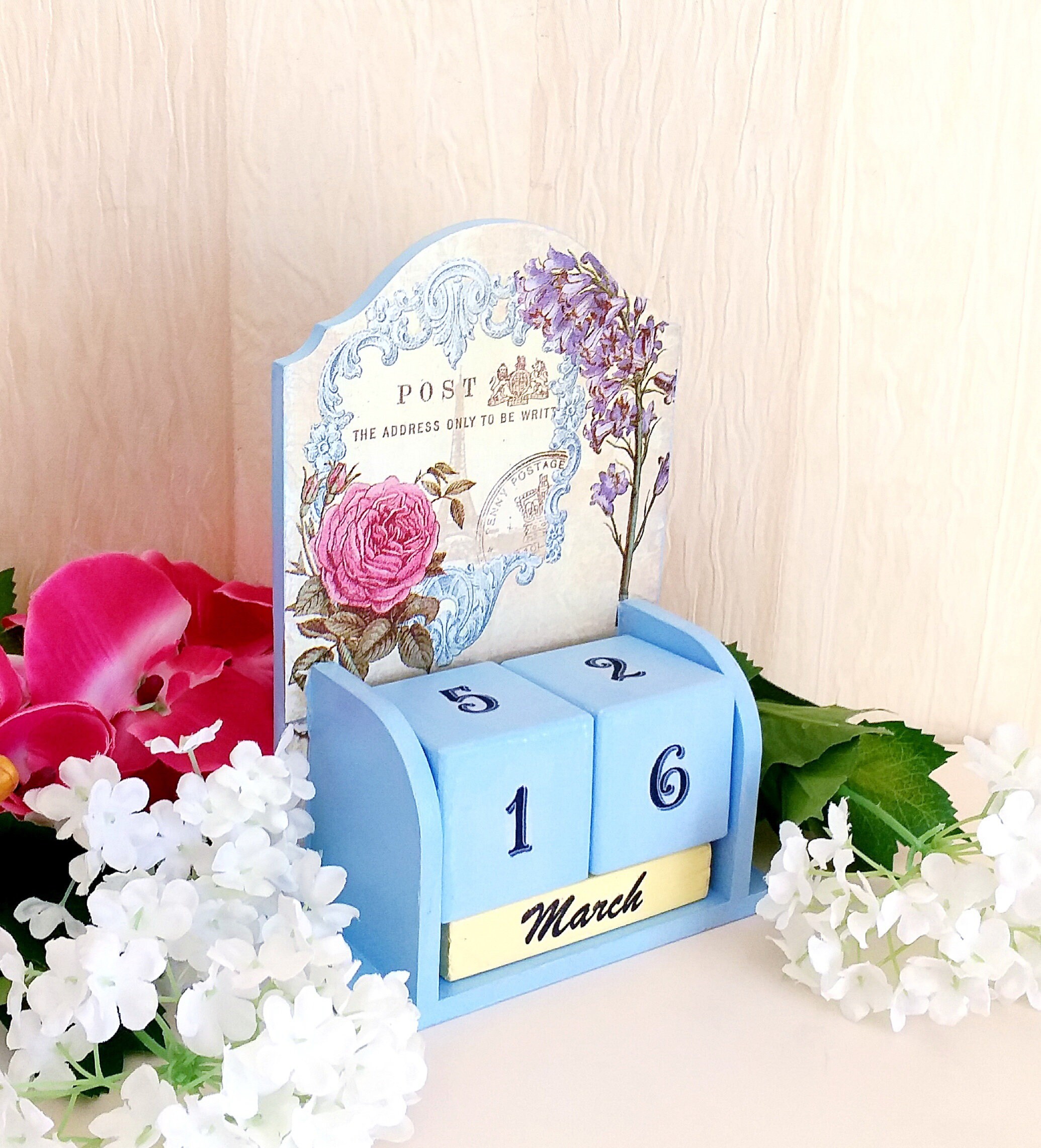Wooden Calendar Block Perpetual Desk Calendar Home and Office Etsy