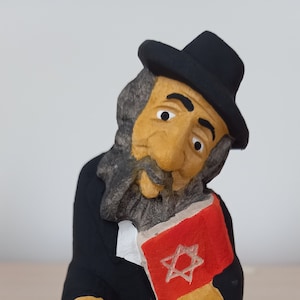 Jew figurine with Book, Jew of Wood, Wood Carving, Jewish Man with Book,Home decoration, Perfect for a gift  Wooden Statue