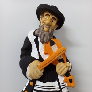Jew figurine with violin, Jew of wood, Wood Carving, Wooden Statue, Home decoration, Perfect for a gift  Sculpture