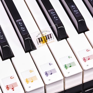 Stickers for Piano / Piano / Keyboard | including German instructions + e-book for black + white keys | transparent