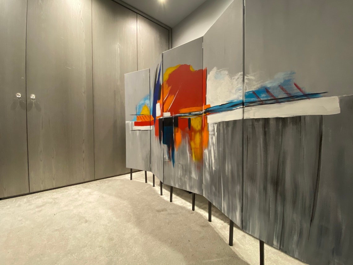 Divisor de habitación hecho a mano de 5 paneles Obra de arte | Etsy