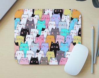 Cats Mouse Pad, Cartoon Cats Mouse Mat, Cat Lovers Gift, Gift for Her, Best Cat Mum