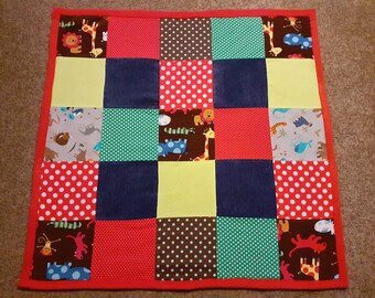 Blues Grays /& Browns Postage Stamp Baby Patchwork Blanket Crochet Toddler Afghan Baby Shower Gift