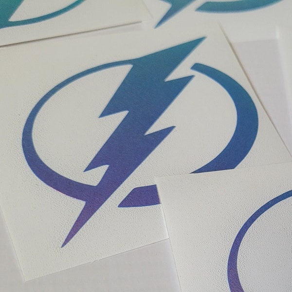 TB Lightning Vinyl Decal - Holographic Opal- (2.6" x 2.4" ) Truck Sticker - Tampa Bay