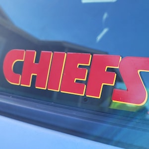 KC Chiefs Vinyl Decals: Red and Yellow, 2-Color Pack (1.5&quot; x 7&quot;)