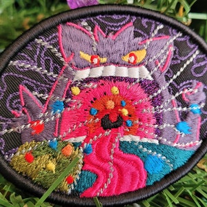 Gengar EX Gigantamax Patch – 2.875&quot;–3.75&quot; A True Work of Art Hat Sized Iron On Fully Embroidered Patch - Stitch Em&#39; All!