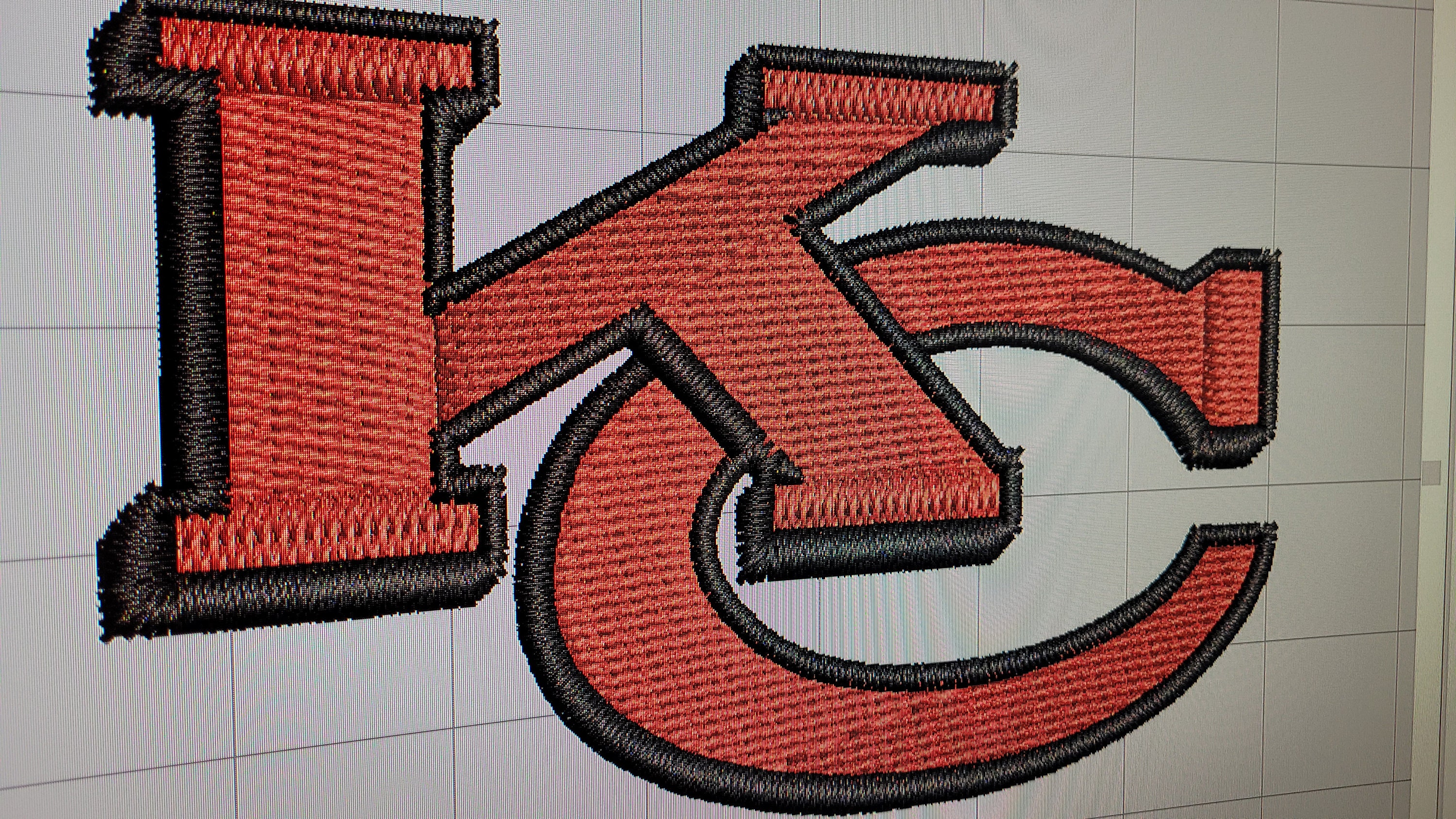 KC CHIEFS - Two Sizes - Embroidery Artwork .exp .dst .jef .emb .xxx .pes Tatami Letters with Satin Border  (2.5" Wide) & (5" Wide)