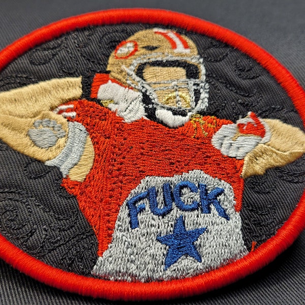 George Kittle Embroidered Iron-On Patch -FK DFW (4" x 3.4") - Get your CUSTOM Bay Area Right here!
