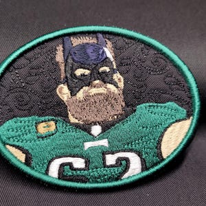 Jason Kelce as Bat Man -1351 G Collectors Iron On Embroidered Patch (4"x3") EAGLES Greats