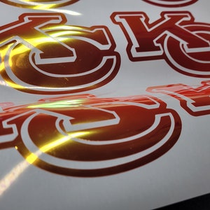 KC CHIEFS Reverse Copper Vinyl Decal - Holographic - (5