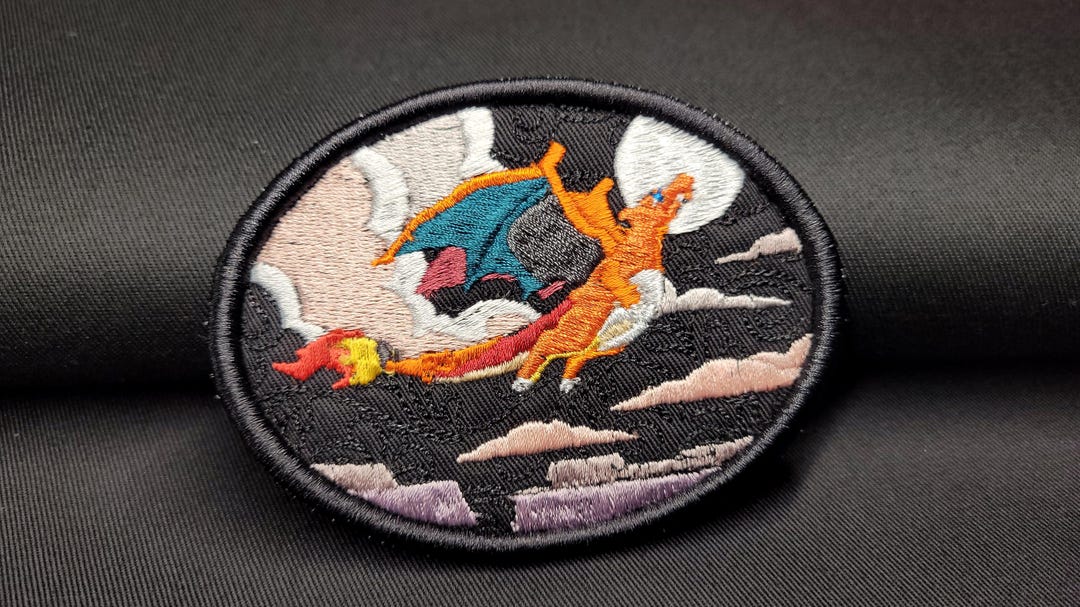 Charizard Embroidered Patch: Fire-type Icon, Black Back Variant - Etsy