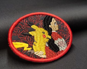 Pika Hitch Hiking Embroidered Patch - Iron on or Velcro - Choose your color of edge (2.875"–3.75")