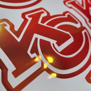 KC CHIEFS Reverse Copper Vinyl Decal - Holographic - (5