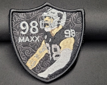 High-detail Maxx Crosby NFL Raiders Embroidered Patch (3.8