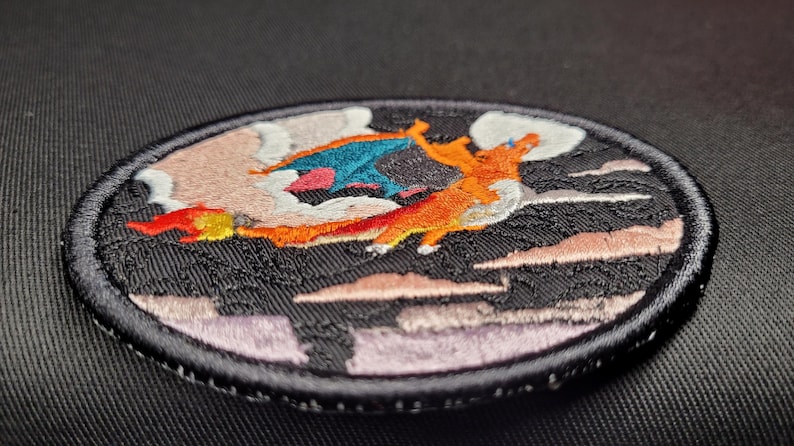 Charizard Embroidered Patch: Fire-type Icon, Black Back Variant - Etsy