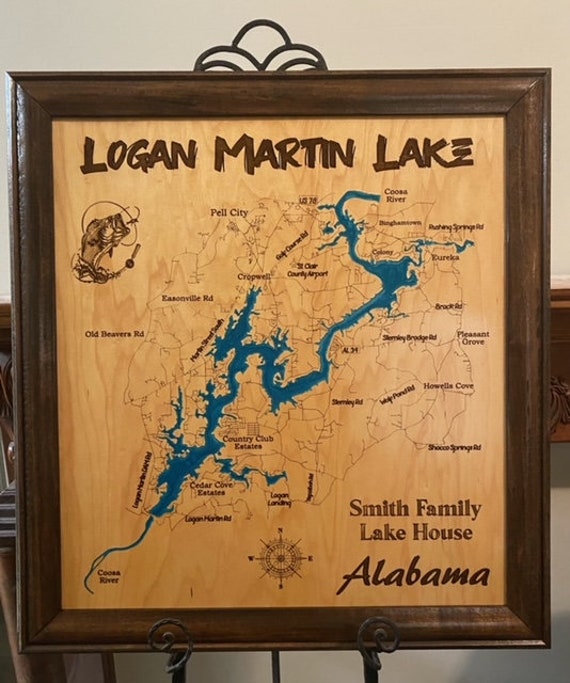 Logan Martin Lake Map Logan Martin Lake Alabama Custom Laser Engraved Lake Map With - Etsy Logan Martin Lake Map Logan Martin Lake Alabama Custom Laser Engraved Lake Map With - Etsy