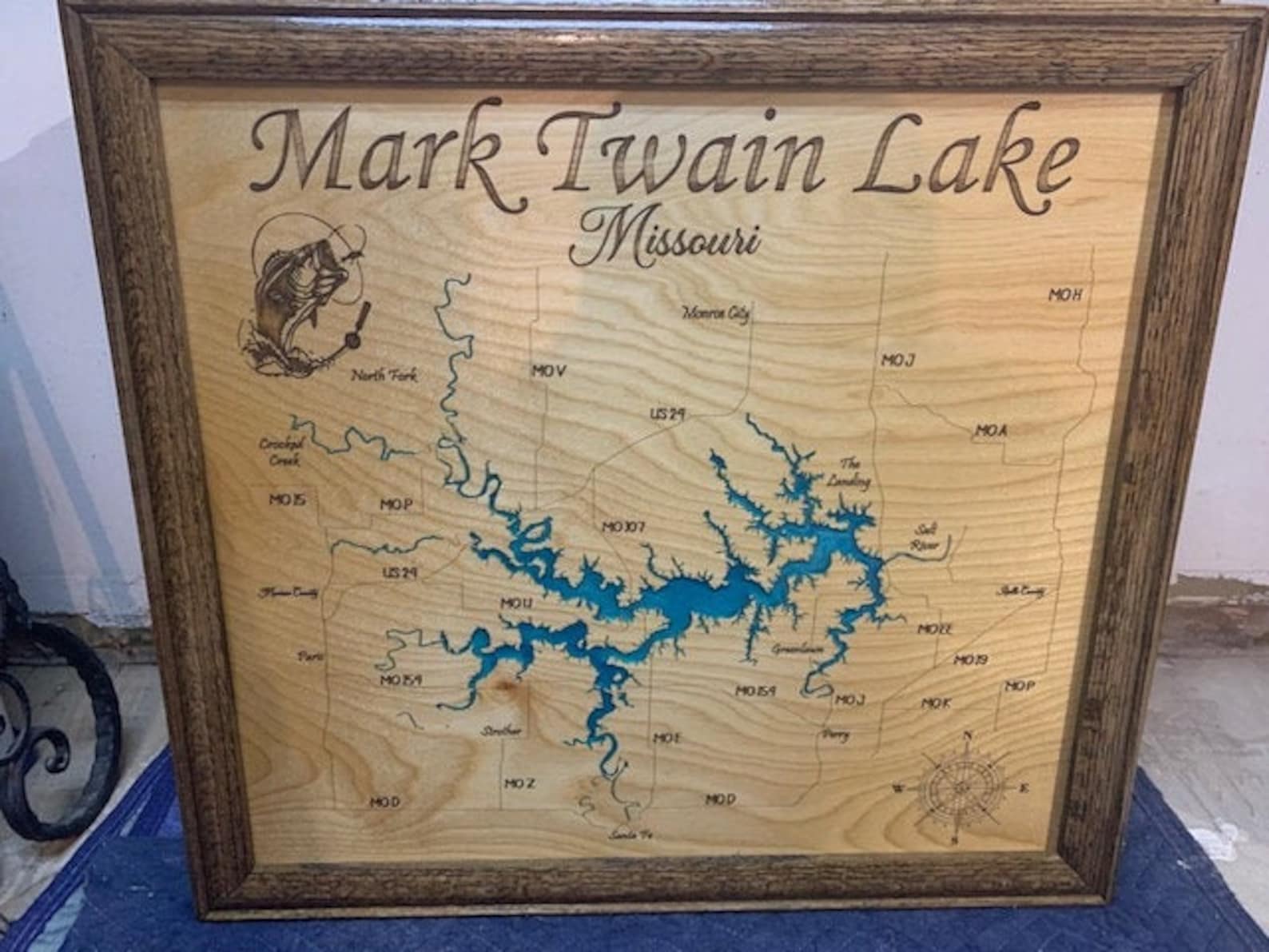 Mark Twain Lake Missouri Custom Laser Engraved Lake Map With Etsy