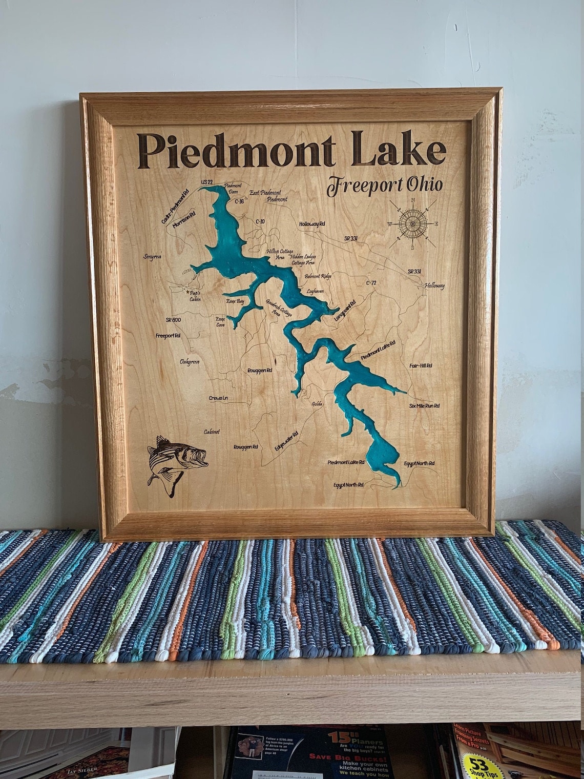 Piedmont Lake Ohio Custom Laser Engraved Lake Map With Epoxy Etsy