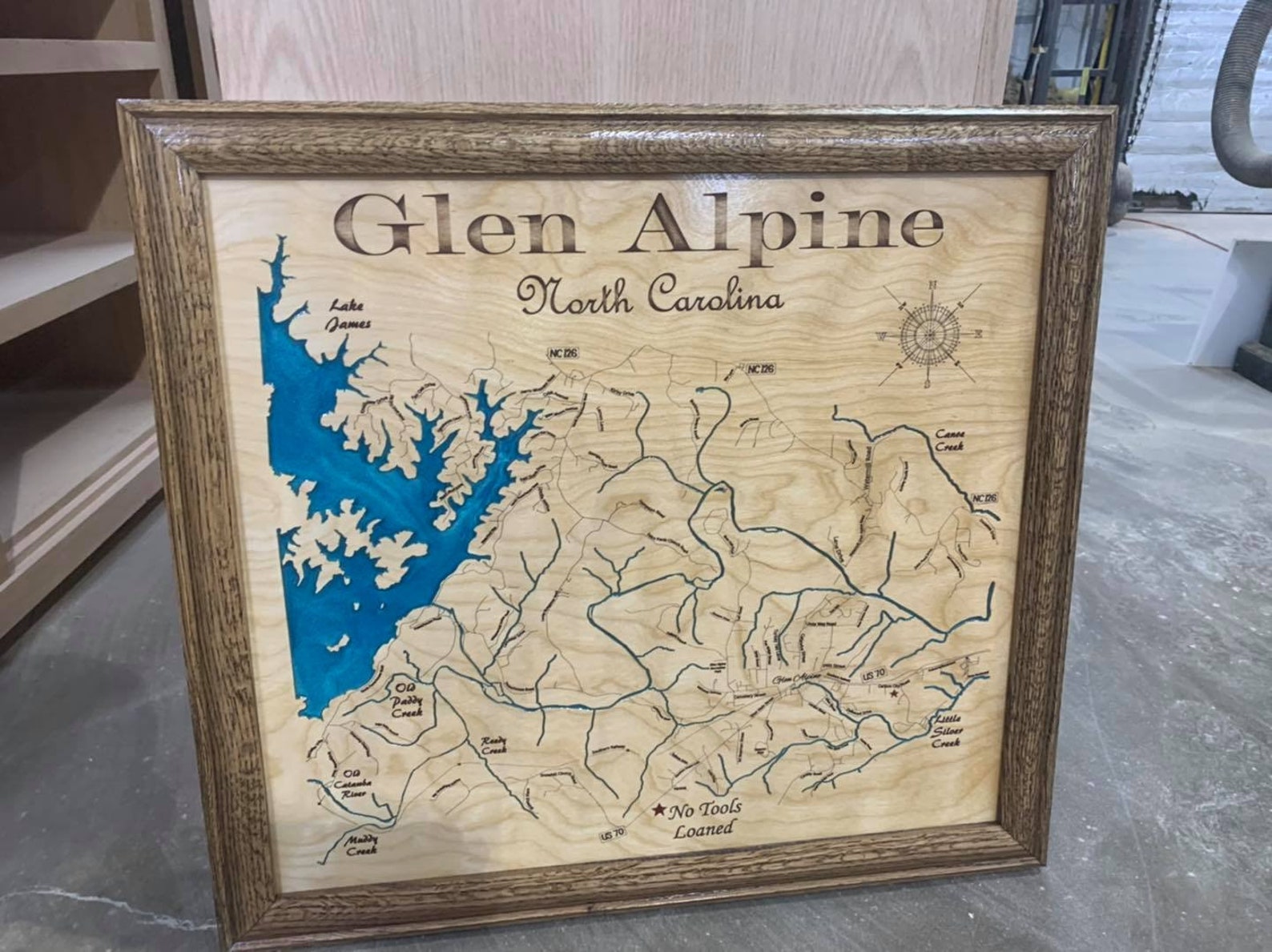 Glen Alpine North Carolina Custom Laser Engraved Lake Map Etsy