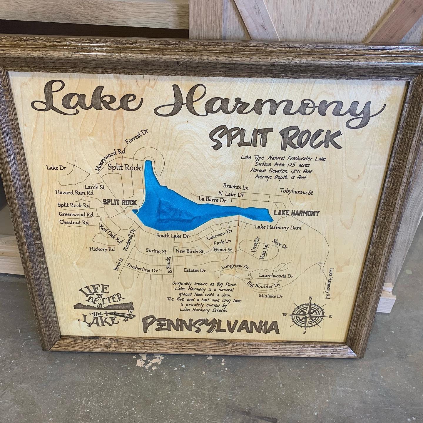 Lake Harmony Pa Map Lake Harmony Pennsylvania Custom Laser Engraved Lake Map With | Etsy  Australia