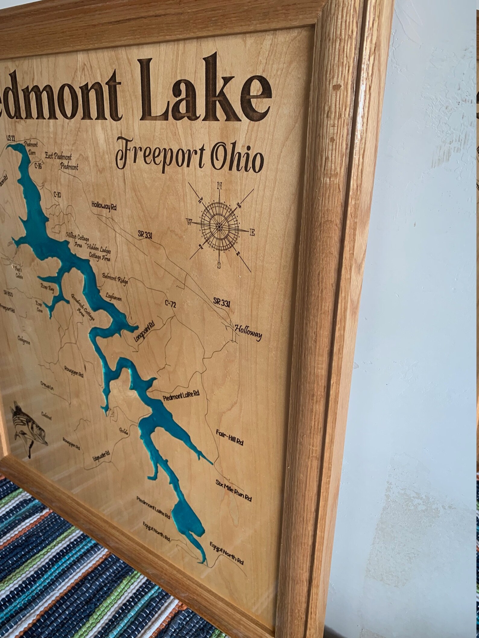 Piedmont Lake Ohio Custom Laser Engraved Lake Map With Epoxy Etsy