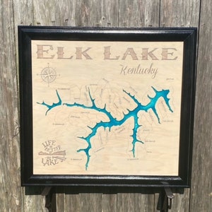 Elk Lake Ky Map Cave Run Lake Kentucky Custom Laser Engraved Lake Map With | Etsy